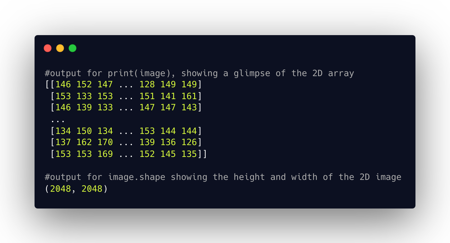 Image of a pixel array